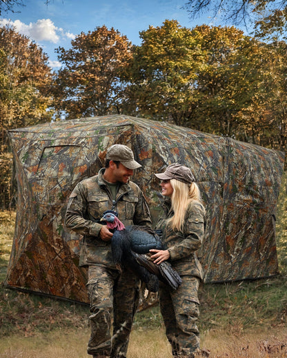 GarveeLife Portable Pop-Up Hunting Blind - 270° See-Through Windows & Silent Door, Waterproof Lightweight Camouflage Tent for Deer Turkey Hunting