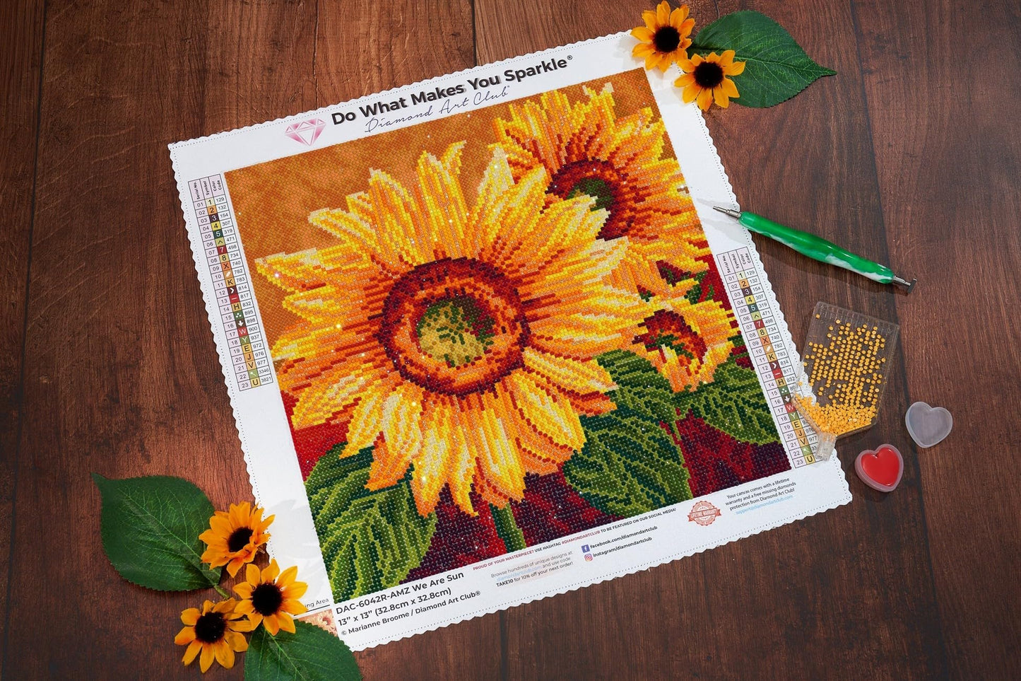 DIAMOND ART CLUB We are Sun Diamond Painting Kit, Fun DIY Crafts for Adults, Round Diamond Art Canvas, 13" x 13" (32.8 cm x 32.8 cm)