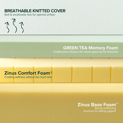 Zinus Memory Foam Mattress - 12 Inch Green Tea Infused Comfort | Full Size