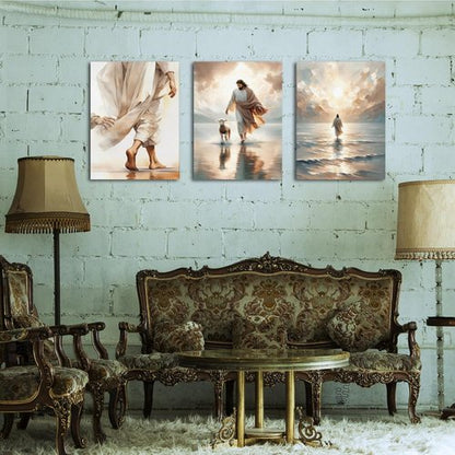 Christian Wall Art by 3 Pcs - Jesus Decor Canvas Prints for Church & Prayer Rooms | 12'' x 16''