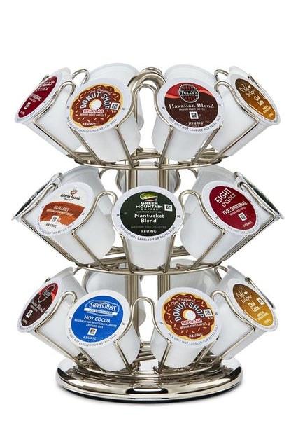 Keurig Storage Carousel, Coffee Pod Storage, Holds up to 10 Keurig K-Cup Pods, Silver