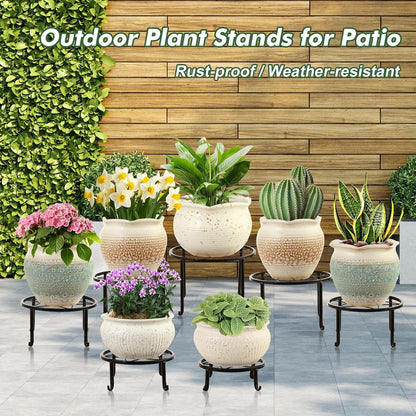 DEELF OUTLET 7-pack 6.9"/ 7.9"/ 9"/ 10"/ 11" Metal Plant Stands Indoor Outdoor Rustproof Iron Potted Plant Holder
