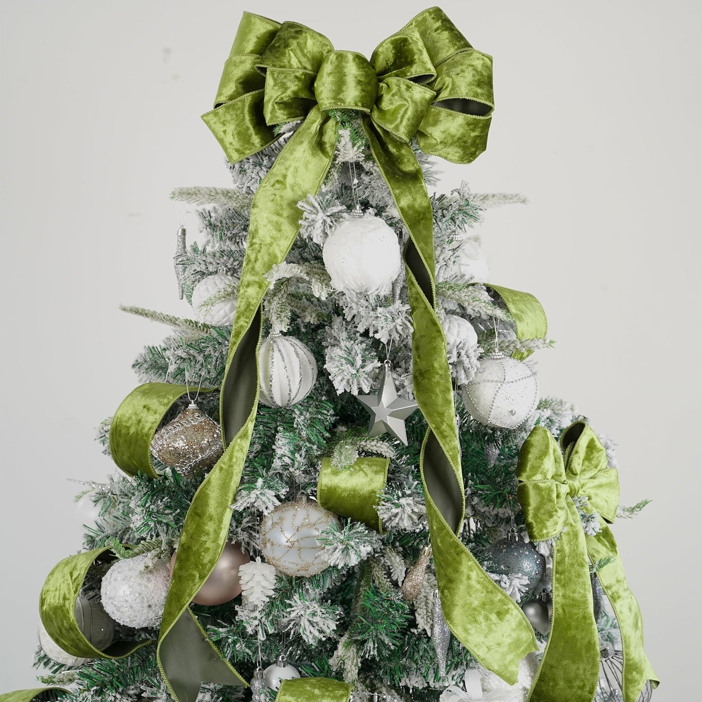 MEEDEE Moss Green Velvet Wired Ribbon 2.5 Inch - 10 Yards Crushed Velvet Christmas Ribbon for Tree Decoration, Wreath Supplies, Crafts Bow Making