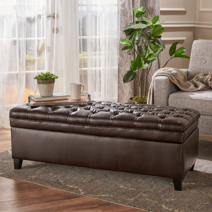Christopher Knight Home Juliana PU Storage Ottoman, Brown