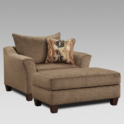 Roundhill Furniture Camero Cafe Fabric Pillow back Accent Chair & Ottoman Set