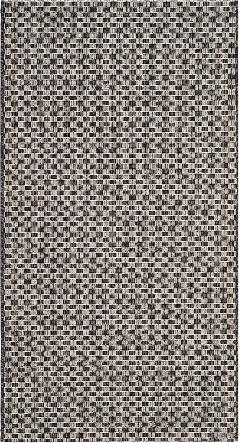 SAFAVIEH Courtyard Collection Accent Rug - 2' x 3'7", Black & Light Grey, Non-Shedding, Easy Care, Indoor/Outdoor,
