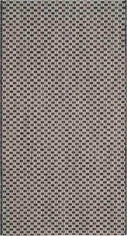 SAFAVIEH Courtyard Collection Accent Rug - 2' x 3'7", Black & Light Grey, Non-Shedding, Easy Care, Indoor/Outdoor,