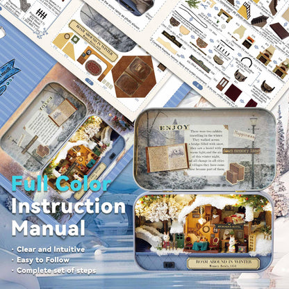 Flever Dollhouse Miniature DIY House Kit Creative Room with Furniture and Cover for Romantic Valentine's Gift(Roam Around in Winter)