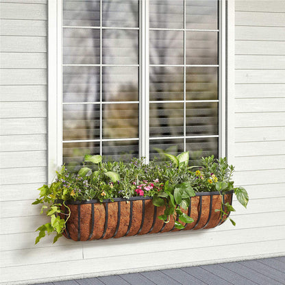Arcadia Garden Products 1530 Solstice Series Wall Trough Planter, 36 inch, 36", Black