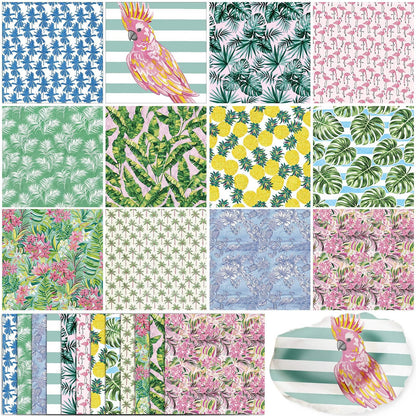 Glenmal 120 Pack Tropical Style Decoupage Paper Napkins, 12 Assorted Summer Decorative Cocktail Napkins for DIY Crafting Holiday Birthday Party Wedding Baby Shower, Each Unfolded 13 Inch