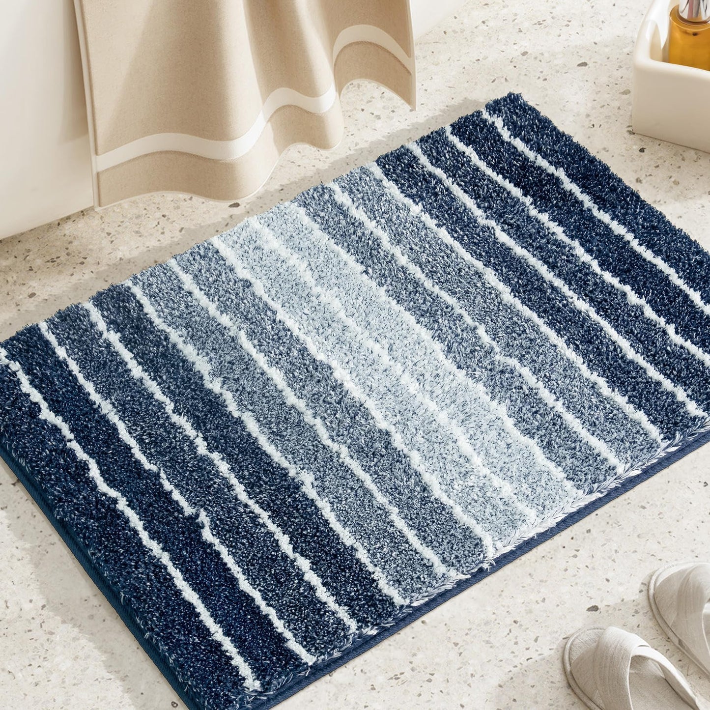 TANVILL Blue Bathroom Rug, Non-Slip Washable Absorbent Bath Mat