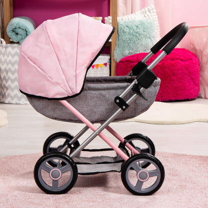 Bayer Baby Doll Stroller Toy Set with Accessories - Pink/Grey Pretend Play Carriage for Toddlers & Kids up to 18 Inch Dolls