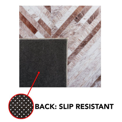 SAFAVIEH Washable Rug Faux Hide Collection - 6' x 9', Beige & Brown, Slip Resistant, Western Rustic Decor, Printed Pattern, Ideal for Living Room, Bedroom, Home Office, Dining Space (FAH526A)