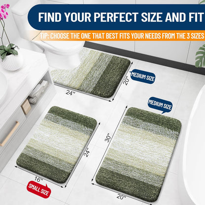 OLANLY Large Bathroom Rug Mat - Extra Soft Microfiber, Quick Dry & Washable | 40x24 Dark Green