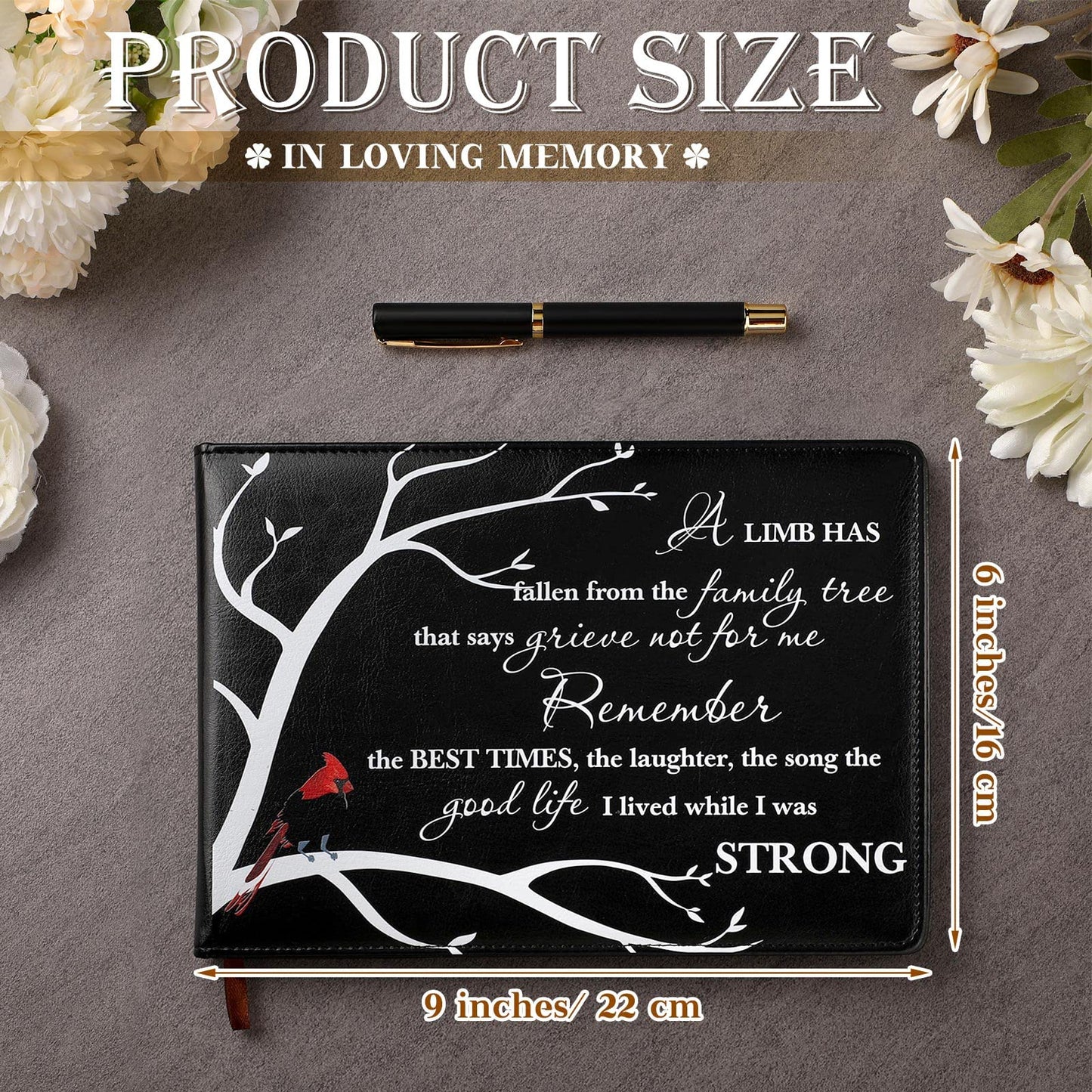 Yingzhao Funeral Guest Book for Memorial Service in Loving Memory Guest Book with Pen 144 Pages Cardinal Celebration of Life Party Supplies Funeral Sign in Books for Guests