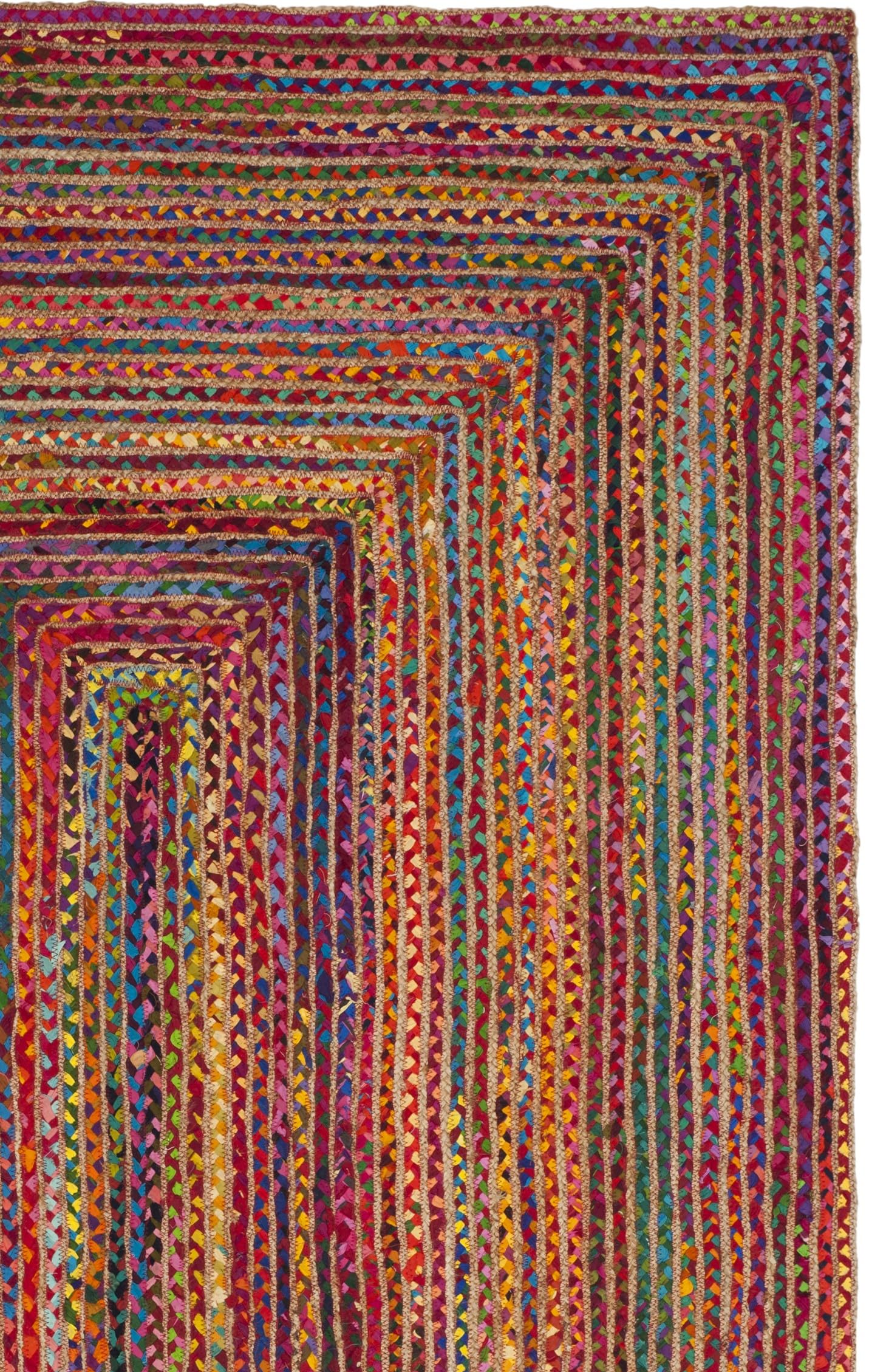 SAFAVIEH Area Rug 11x15 - Cape Cod Collection - Large - Red & Multi, Handmade Jute & Cotton, Woven Braided Design (CAP202A)