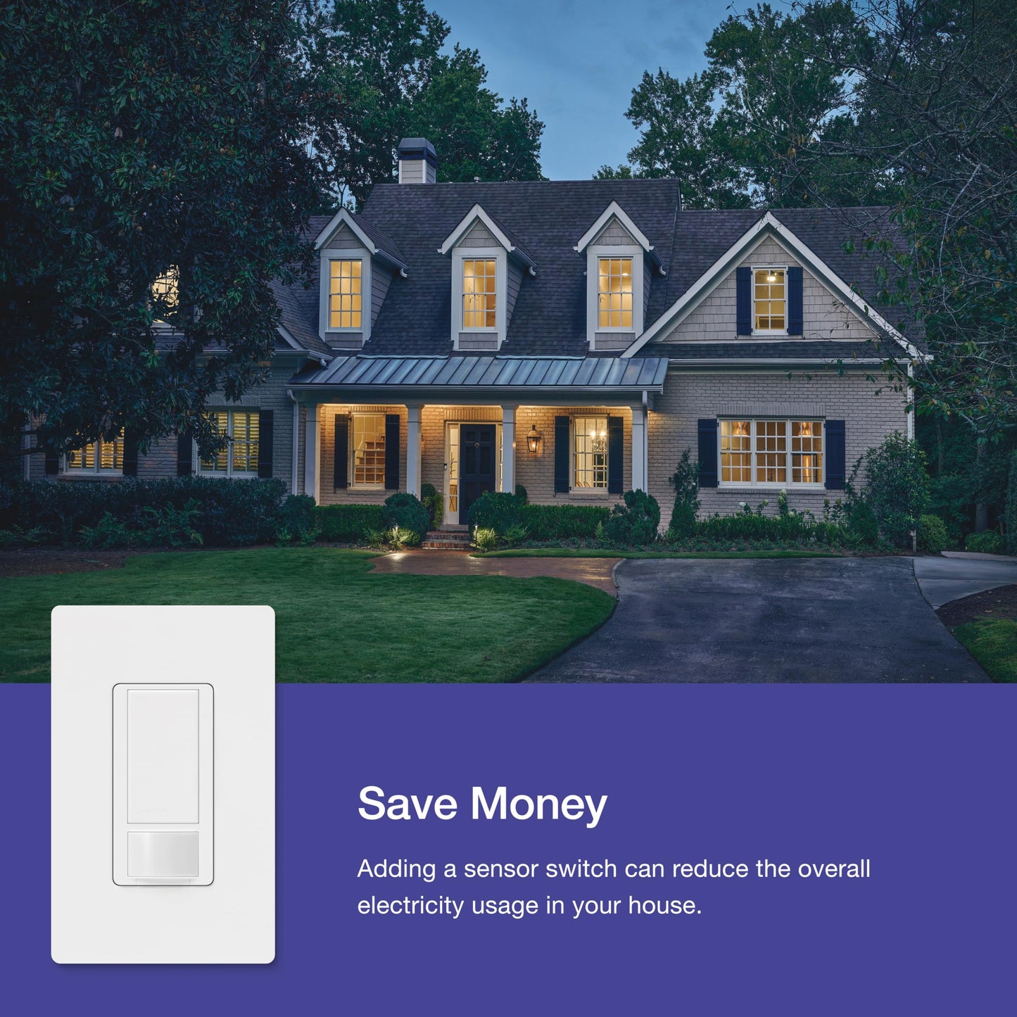 Lutron Maestro Motion Sensor Light Switch Indoor for Bathroom, Garage, Laundry Room, Any Bulbs, Occupancy Vacancy Sensor, Single-Pole, MS-OPS2-WH, White