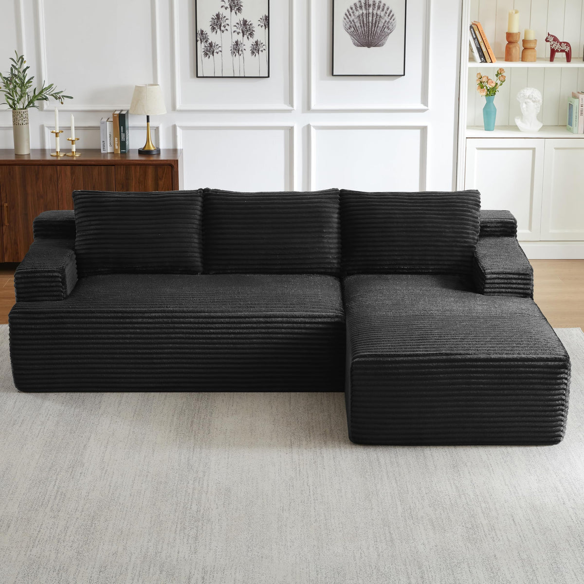 96" Modular Sectional Sofa, Cloud Sectional Couch with Deep Seat, Modern L-Shape Corner Sofa Couch with Right Facing Chaise,Upholstered Boneless Couches for Living Room Bedroom