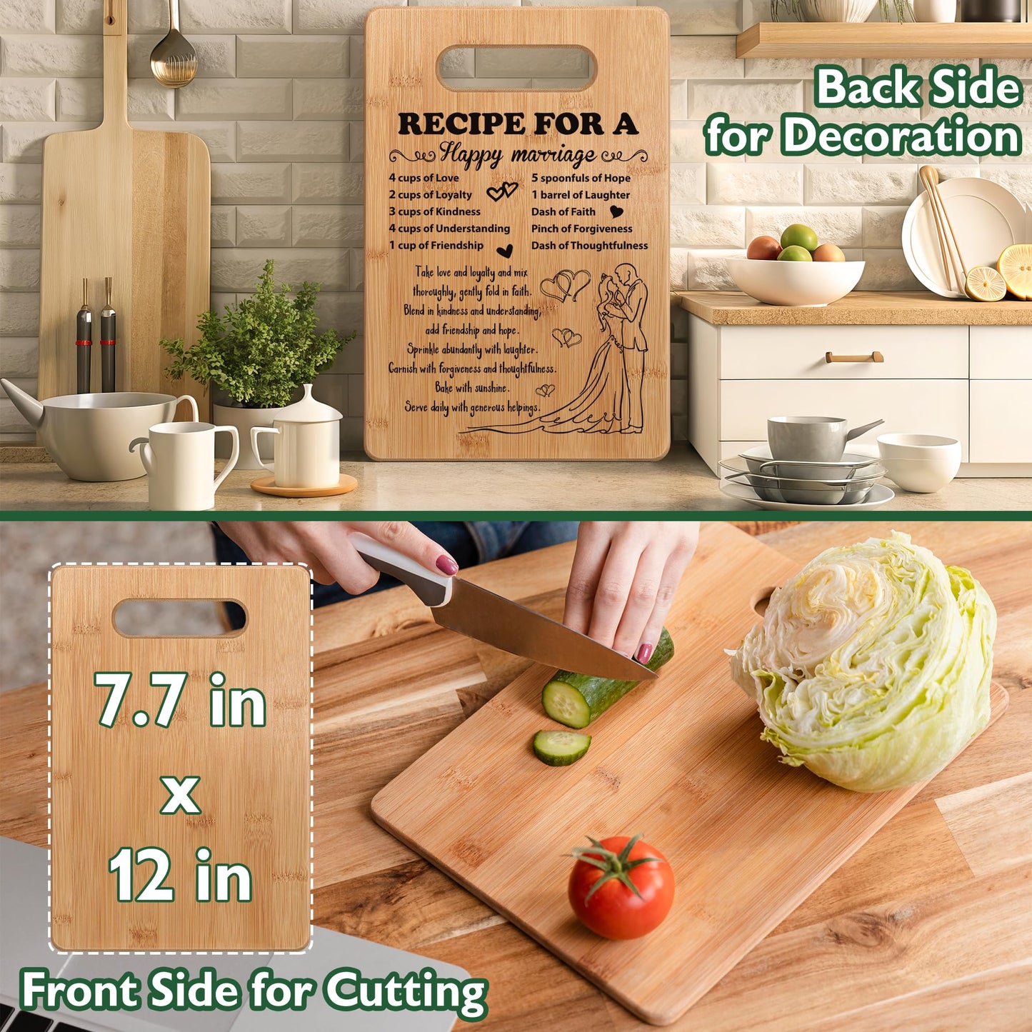 Wedding Gift for Couple 2025, Bridal Shower Gifts for Bride and Groom Engagement, Happy Marriage Cutting Board, Gifts for Wedding Shower, Newlywed Mr and Mrs Gifts Bride to Be Gifts