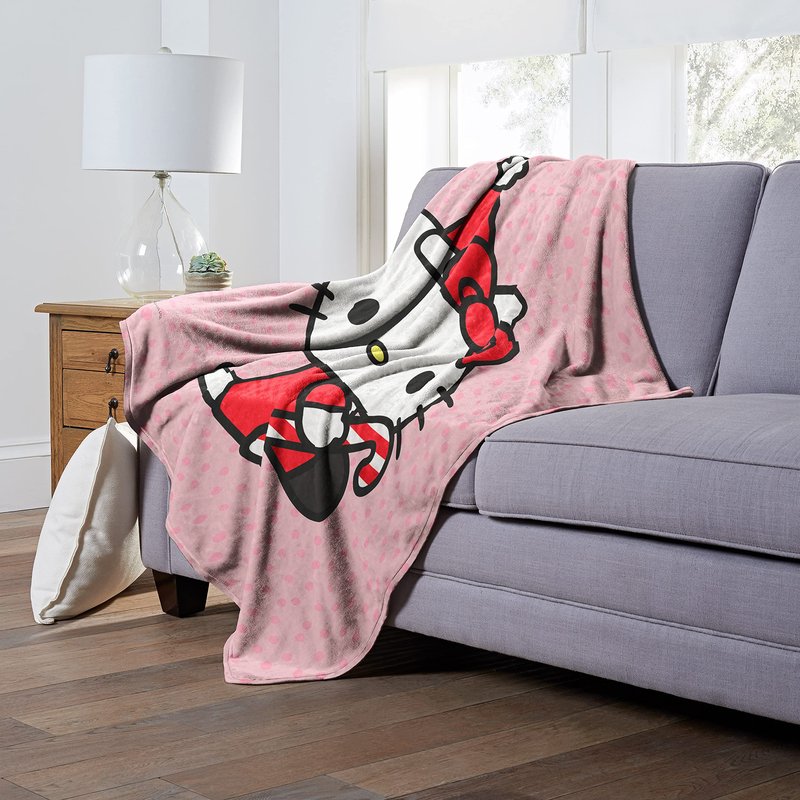 Northwest Hello Kitty Silk Touch Throw Blanket, 50" x 60", Candy Cane