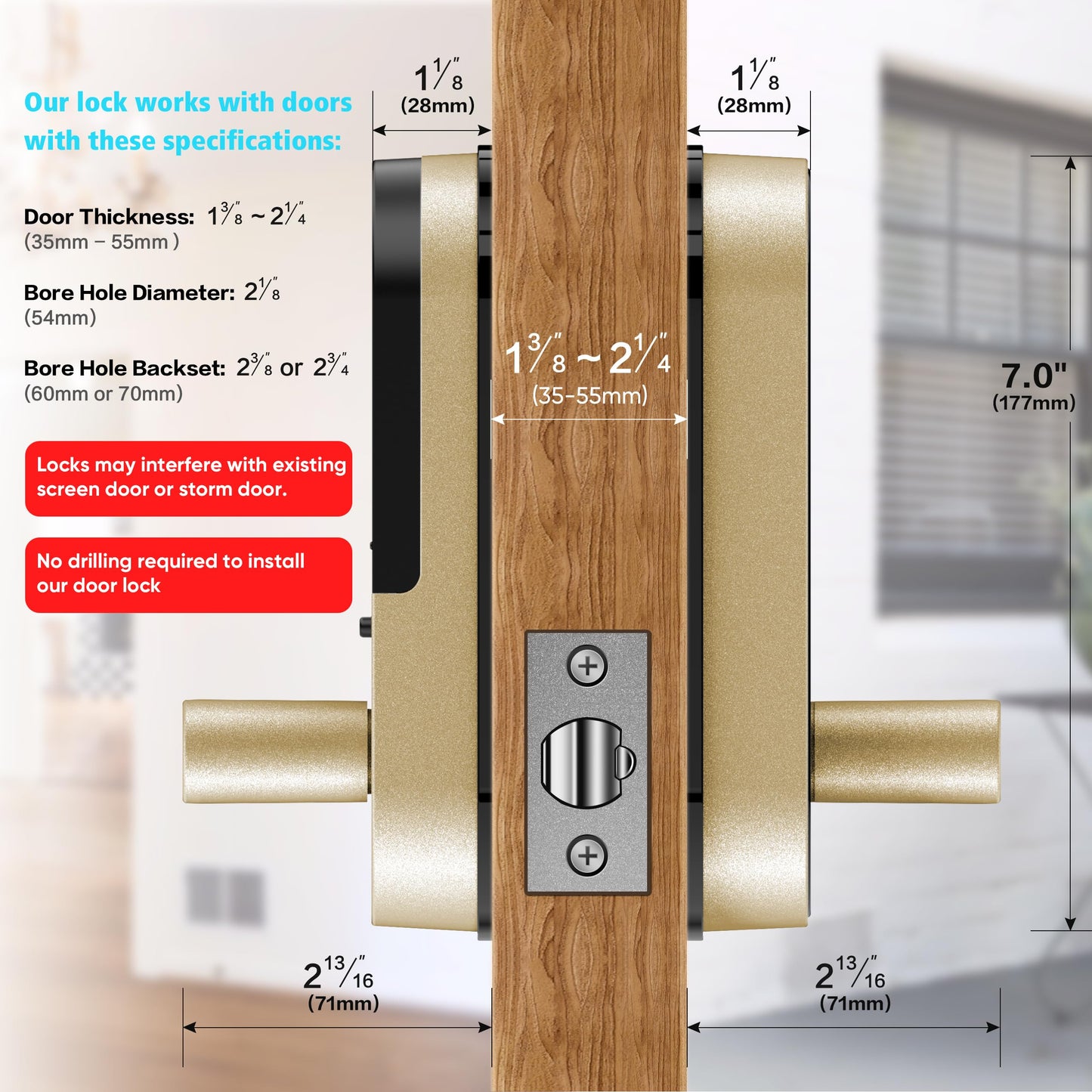 Keyless Entry Fingerprint Smart Lock with Handle & Keypad: Sifely Biometric Digital Electronic Lock with Code, Electric Deadbolt Door Knob for Front, Interior, Exterior & Bedroom Doors (Black)
