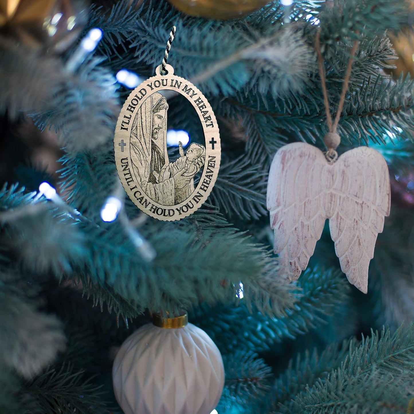 Miscarriage Gifts for Mothers - Wooden Bereavement Memorial Ornament for Christmas Tree, Comfort Remembrance Gift