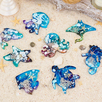 Pulcher Resin Molds, 16 Marine Terrestrial Amphibious Animals Keychain Making Silicone Mold for Epoxy Resin Casting Craft DIY Pendants Ornaments Decoration Gift