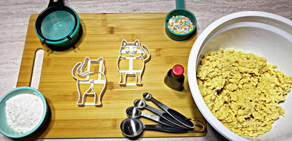 Chonky Kitty Cookie Cutter Set, 2 Pieces Large 4" Size Front and Back Cat Butt Cookie Cutters Baking Supplies