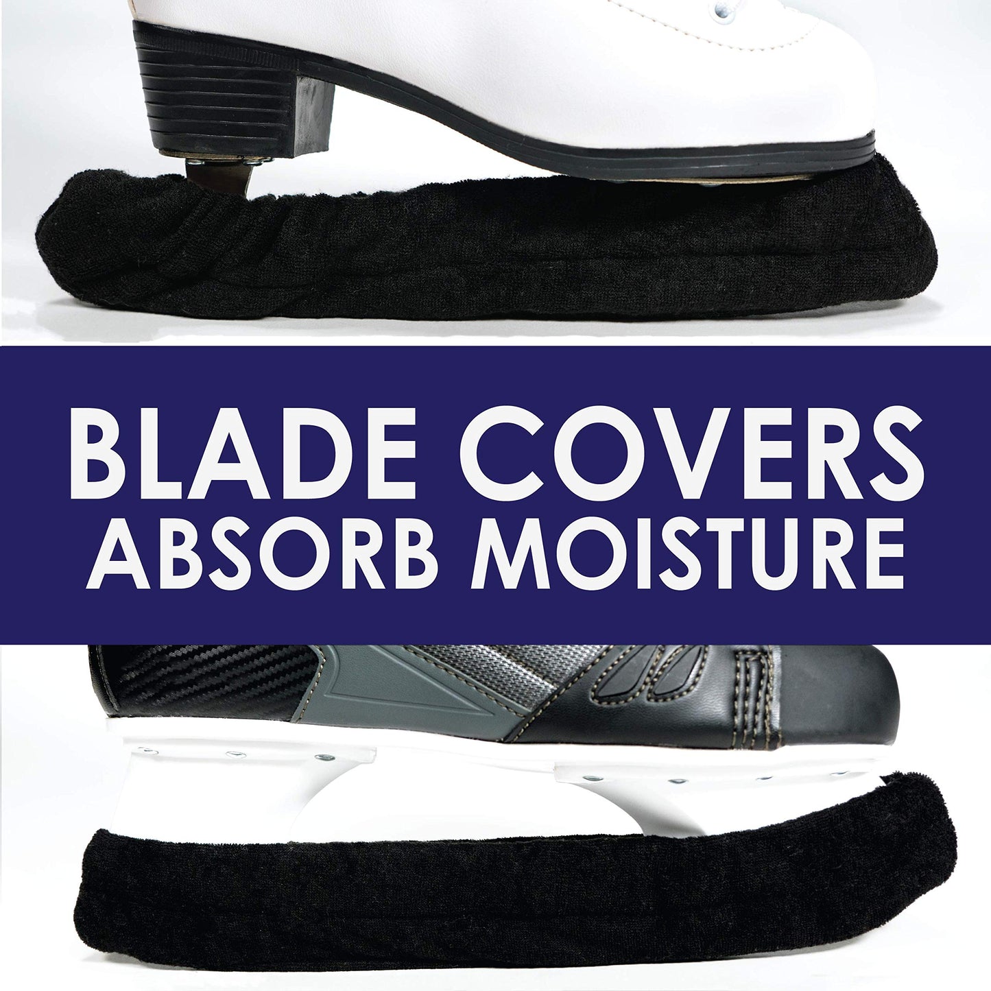 Athletico Ice Skate Blade Covers - Guards for Hockey Skates, Figure Skates, and Ice Skates - Skating Soakers Cover Blades from Youth to Adult Size - Men, Women, Kids (Small, Black)