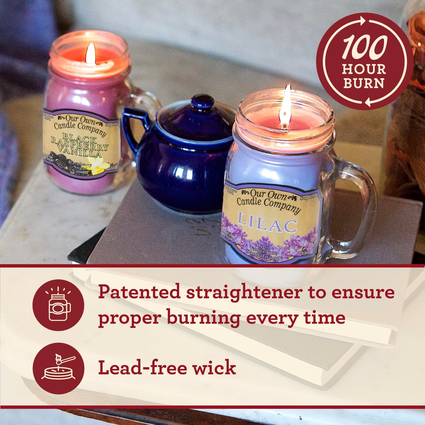 Our Own Candle Company Caramel Pecan Scented Mason Jar Candle, 100 Hour Burn Time - 13 Ounces