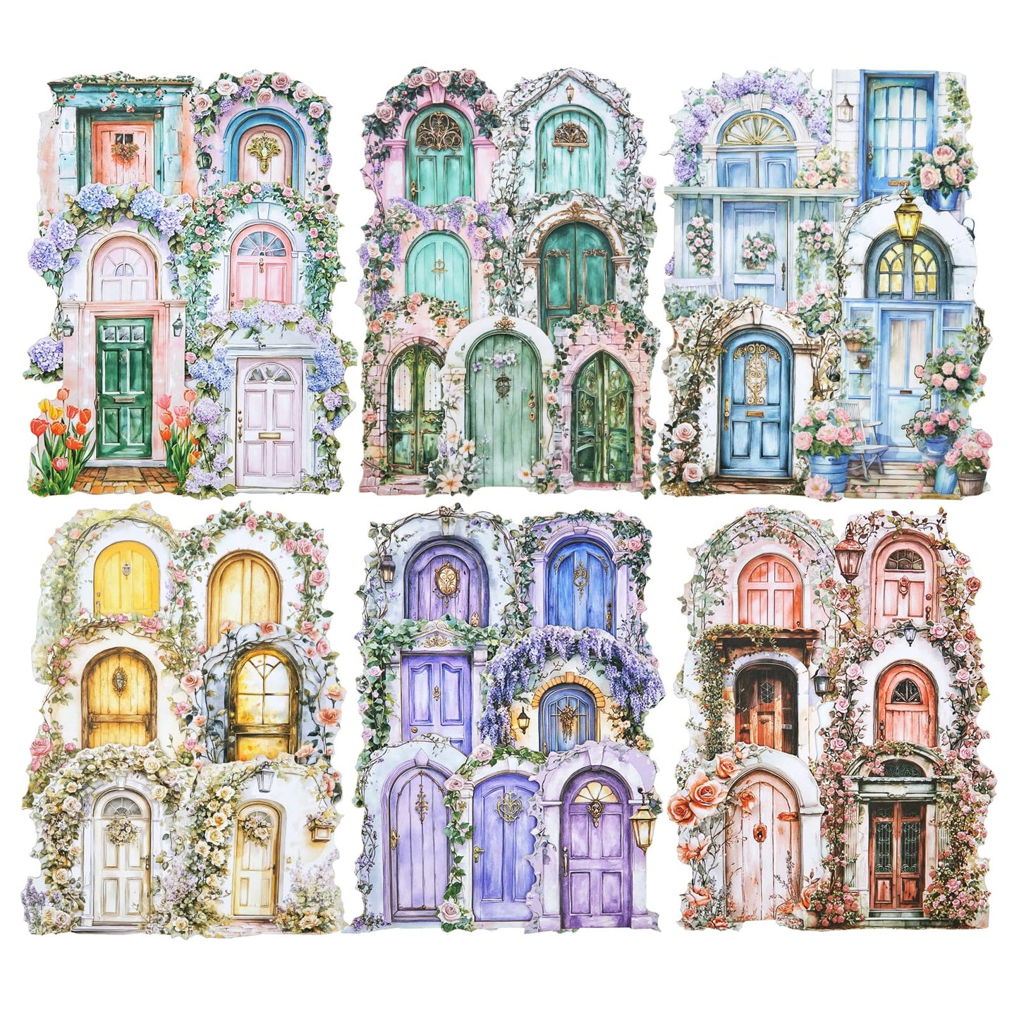 AuriicLeaf Pop-up Door Cardstock Sticker Set, 60PCS Fantasy Portal Stickers for Scrapbooking, Journaling, DIY Crafts and Planner Decoration
