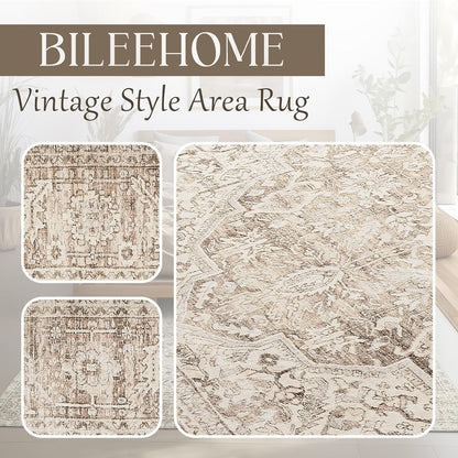 Boho Kitchen Rug Washable, 2x3 Non-Slip Farmhouse Neutral Small Area Rug for Bathroom Bedroom Indoor Entrway
