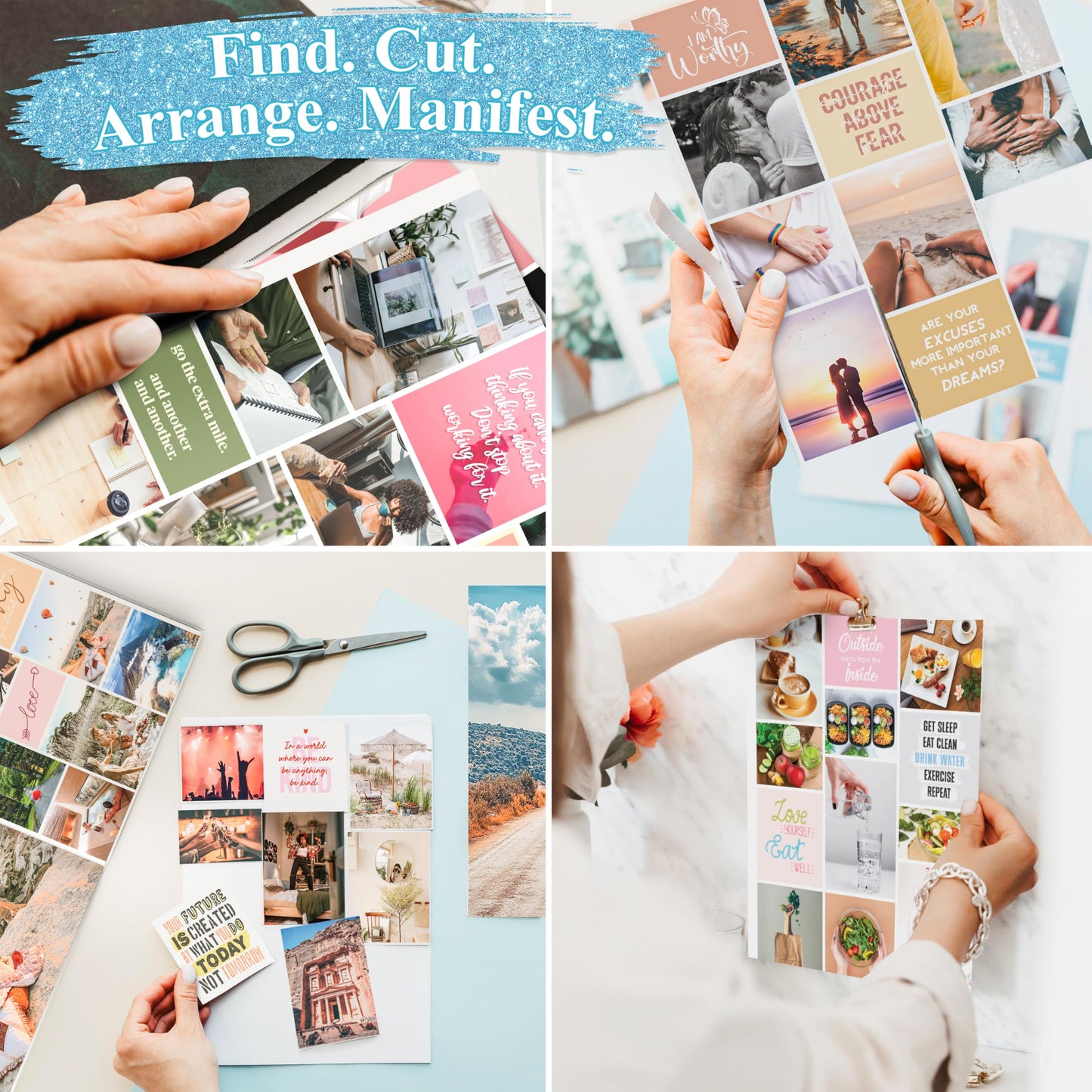 BrightenKidz Vision Board Book – Create Your Dream Life with Inspirational Clip Art, Collage Pictures & Quotes | Vision Board Supplies Kit for Women | Ideal Magazines to Visualize & Achieve Your Goals