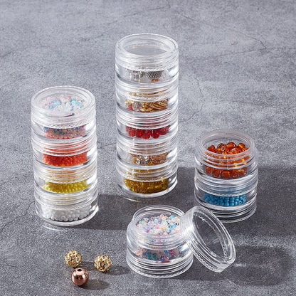 BENECREAT 5G/5ML Stackable Round Plastic Containers 8 Column(5 Layer/Column) Bead Storage Jars for Seed Beads, Diamond Drills and Other Jewelry Components