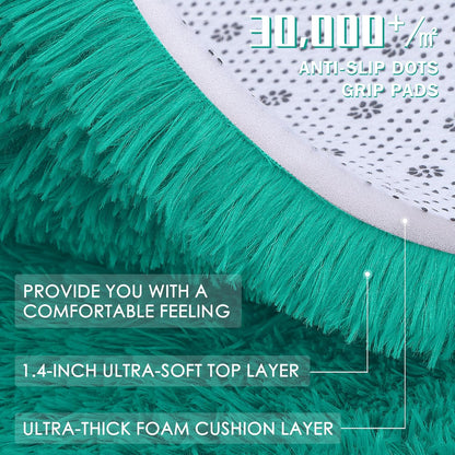 OLANLY Soft Fluffy Shaggy Bedside Rug - Machine Washable Indoor Carpet for Kids | Teal Green, 2x3 ft