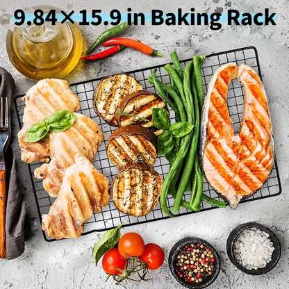 Non-Stick Steel Baking & Cooling Rack, Heavy Duty Oven Safe for Cookies, Cakes, Breads - 9.84"x15.9" - 1 Piece