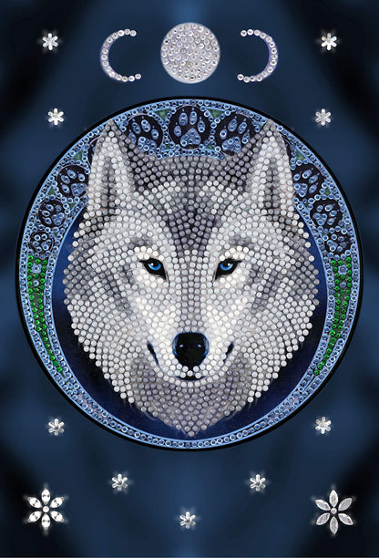 Crystal Art Diamond Painting Notebook - Lunar Wolf - Create a Sparkling Notebook Cover Using Crystals - for Ages 8 and up