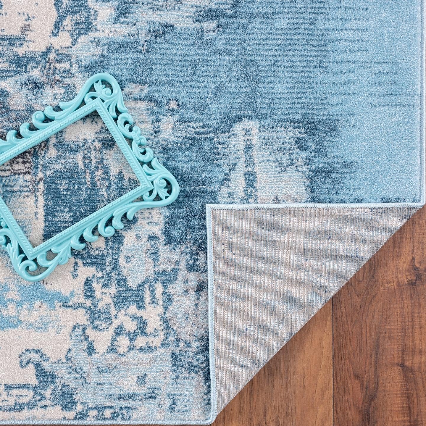 LUXE WEAVERS Abstract Distressed Area Rug, Blue, 2x3