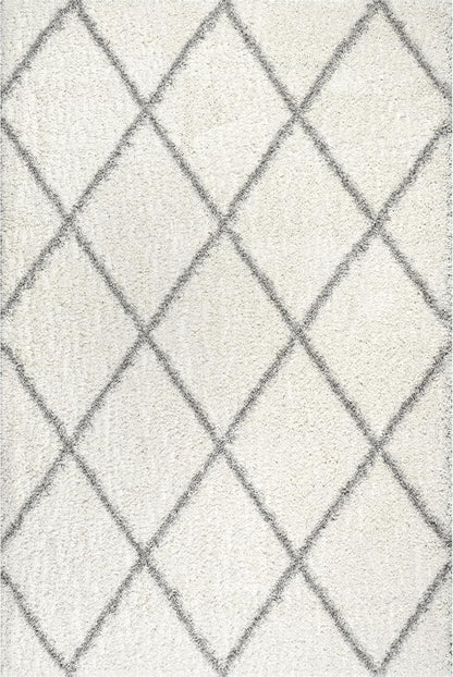 nuLOOM 2x3 Tess Moroccan Shag Area Rug, Modern/Contemporary White/Grey Accent Rug for Living Room, Bedroom, Nursery