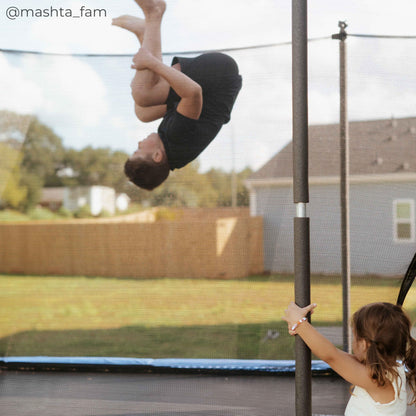 Teamson by Crowntec 15x9FT Large Rectangular Trampoline with Enclosure Net & Ladder, for Outdoor Use, Black