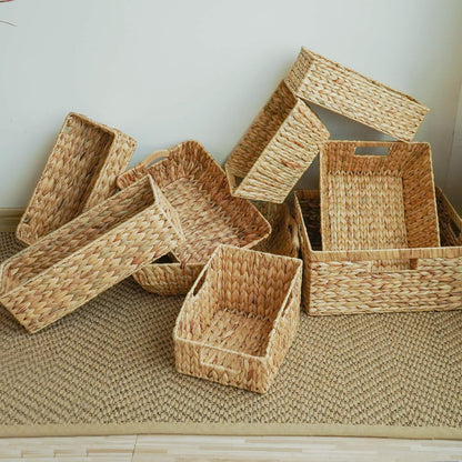 StorageWorks Toilet Tank Basket - Stylish Water Hyacinth Storage Baskets for Bathroom | 2-Pack