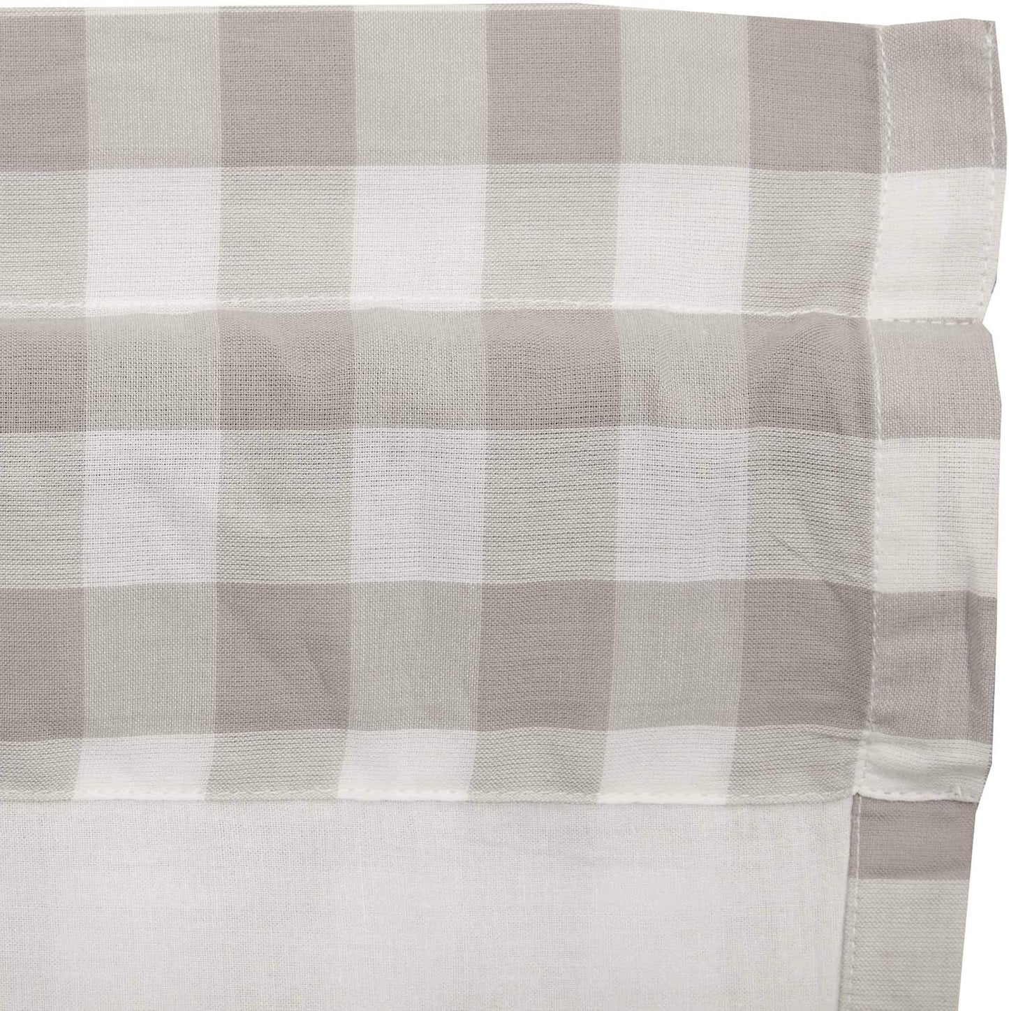 VHC Brands Annie Buffalo Check Farmhouse Kitchen Window Curtains, Lined Valance, 16x60, White & Grey