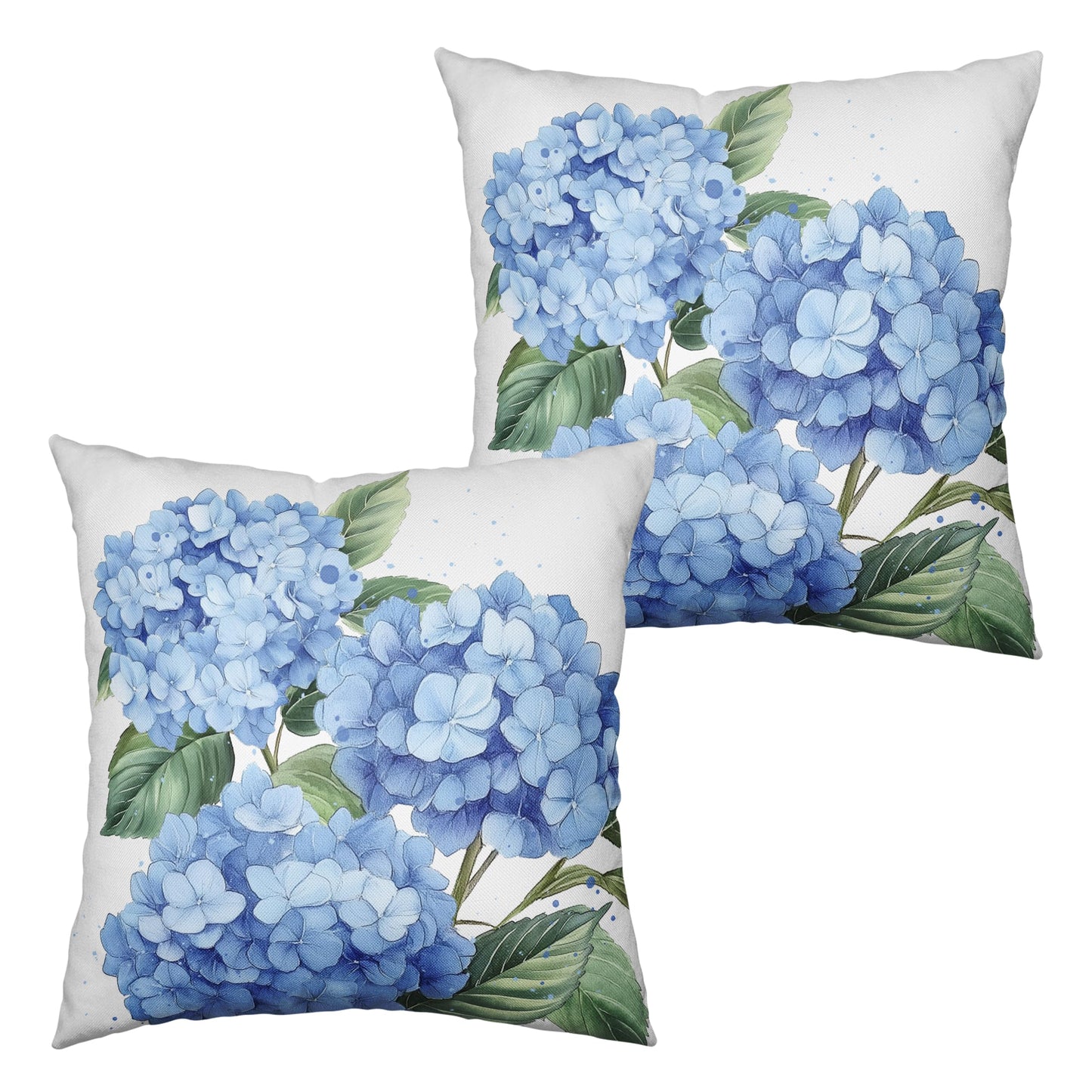 Kwlegh Blue Hydrangea Pillow Covers 18x18 Set of 2 Spring Summer Decorative Pillow Covers Flower Throw Pillow Case Square Cotton Linen Cushion Case for Outdoor Living Room Couch Sofa