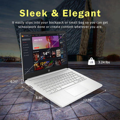 HP Stream 14" HD BrightView Laptop, Intel Celeron N150, 16GB RAM, 288GB Storage (128GB eMMC + 160GB Docking Station Set), Intel UHD Graphics, 720p Webcam, Wi-Fi, 1 Year Office 365, Win 11 S, Silver