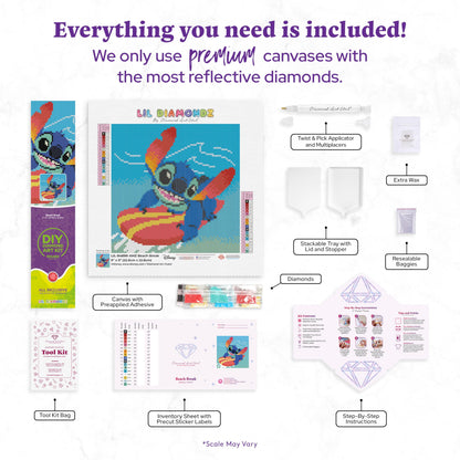 DIAMOND ART CLUB Beach Break Diamond Painting Kit, Fun DIY Crafts for Adults, Round Diamond Art Canvas, 9" x 9" (22.8 cm x 22.8 cm)