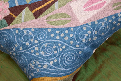Klimt Blue Modern Pillow Cover, 18x18 Inch Seed Art Nouveau Pillowcase for Farmhouse Chair Cushion