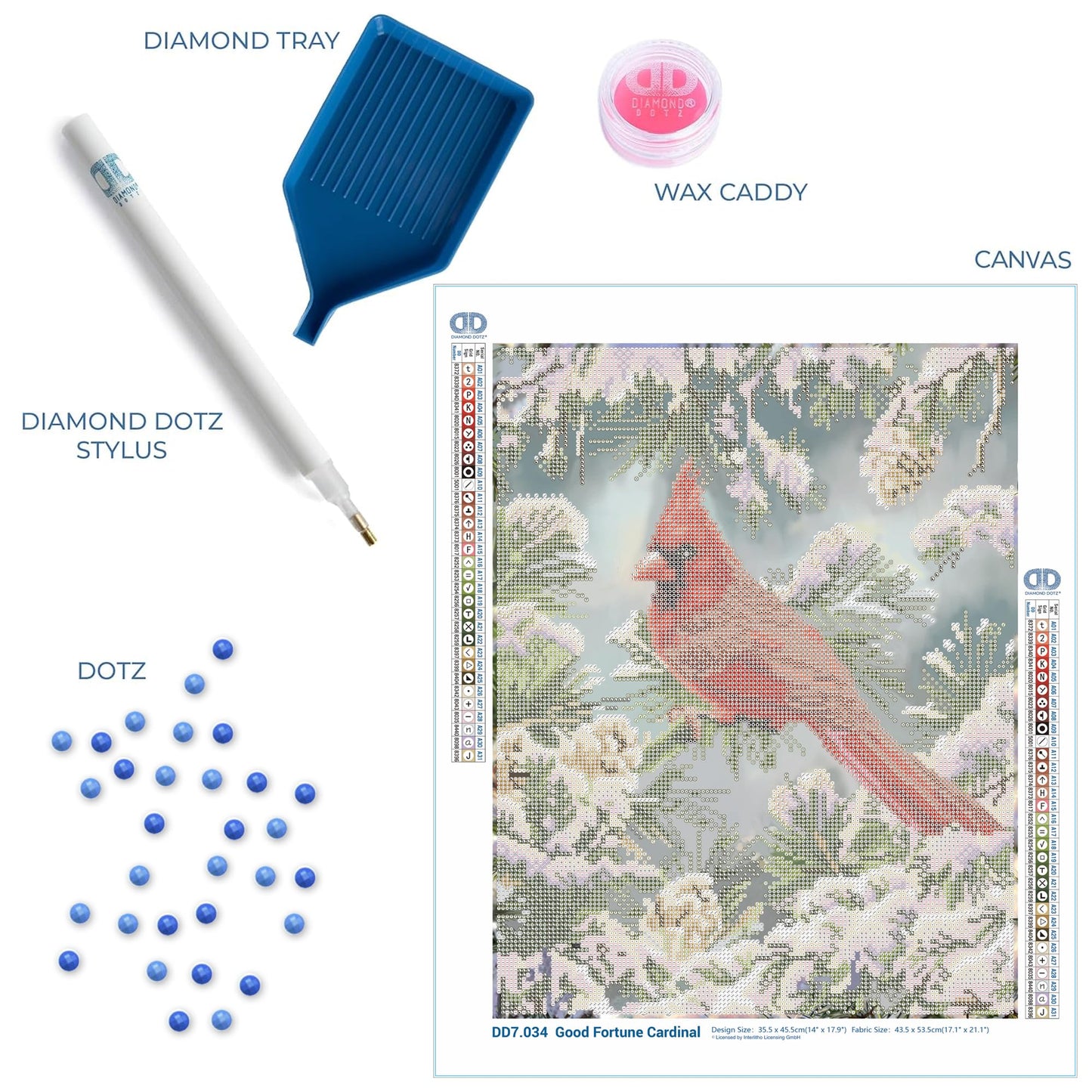 DIAMOND DOTZ Good Fortune Cardinal Diamond Painting Kits for Adults - Diamond Art Kits a Relaxing Creative Craft Kit with Dotz Gems 17.9x14