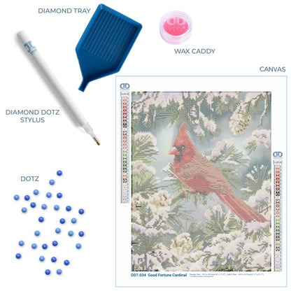 DIAMOND DOTZ Good Fortune Cardinal Diamond Painting Kits for Adults - Diamond Art Kits a Relaxing Creative Craft Kit with Dotz Gems 17.9x14