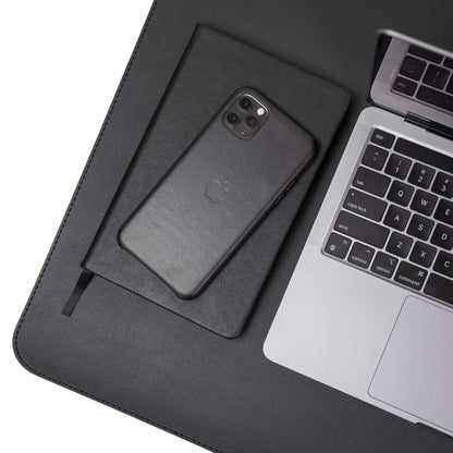 Vine Creations Leather Desk Mat 24" x 17", Desk Protector, PU Leather Desk Pad, Non Slip Small Desk Pad Mat, Desk Blotter, Desk Pads on Top of Desks, Home or Office Small Desk Mat (Black)