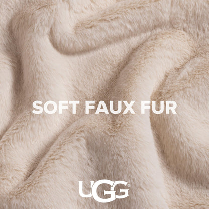 UGG Faux Fur Throw Blanket - Soft Luxury Throw for Couch, Cozy Bedroom Decor & Living Room Decor, Housewarming Gifts for Women, Beige Light Sand, 50"x70" (Marcella)